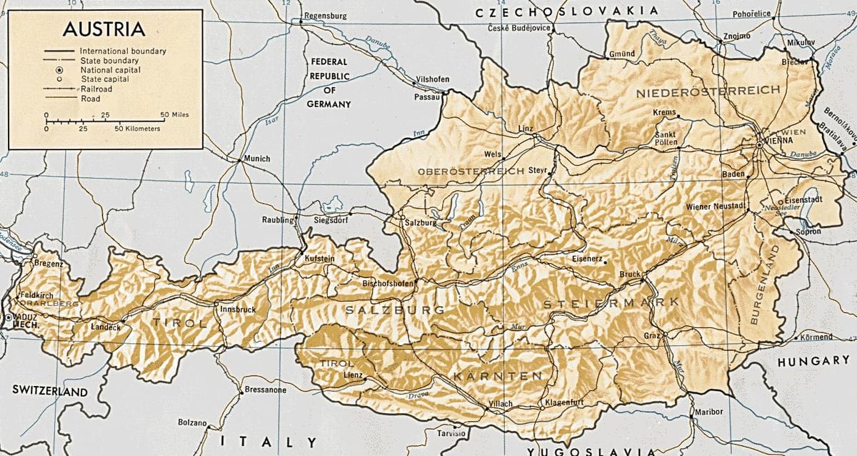 østerrike geografiske kart