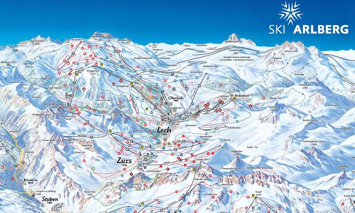 kart av arlberg i østerrike