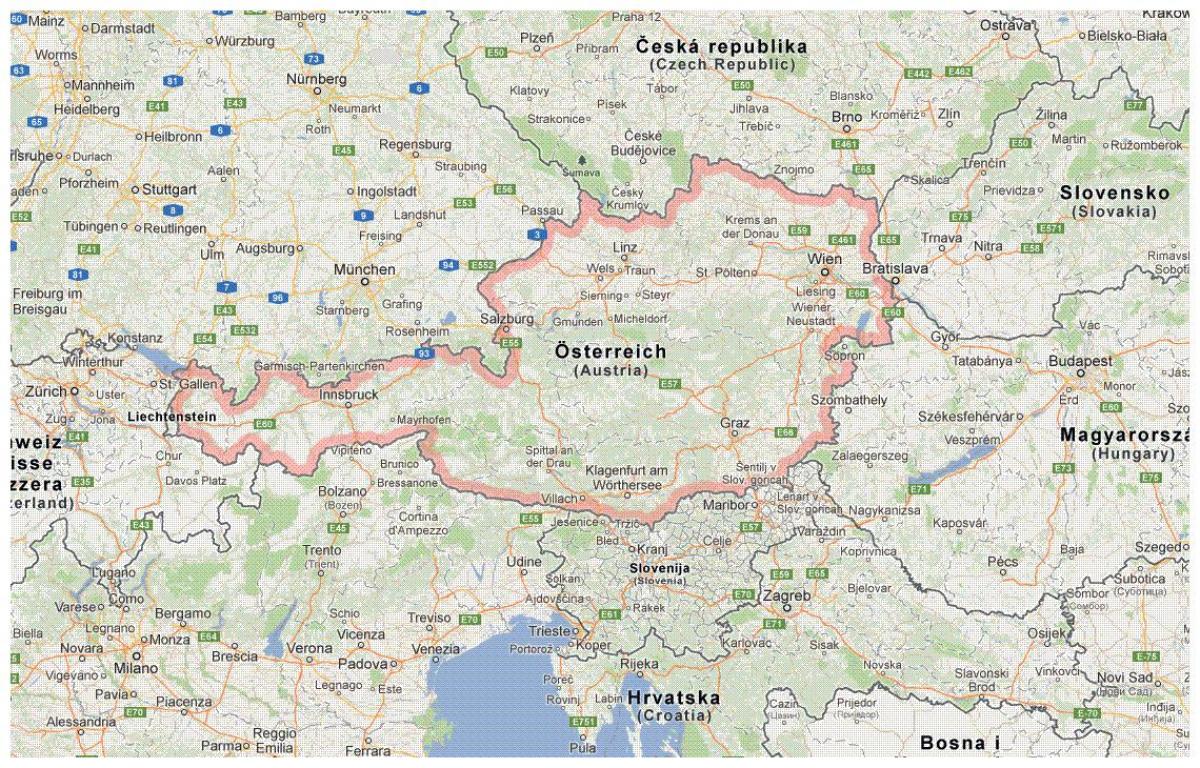 østerrikske grenser kart