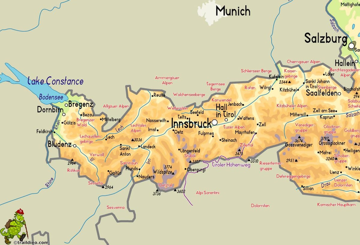 kart over mayrhofen østerrike