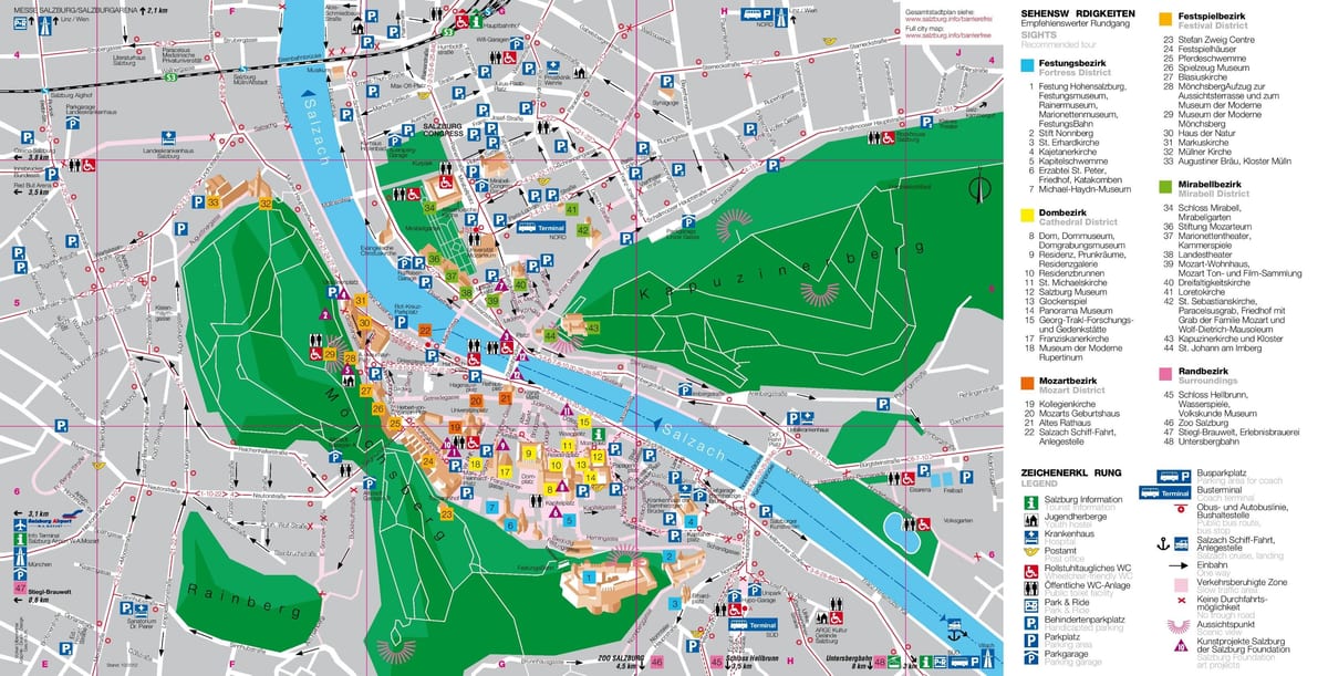 kart av turist kart over salzburg, østerrike