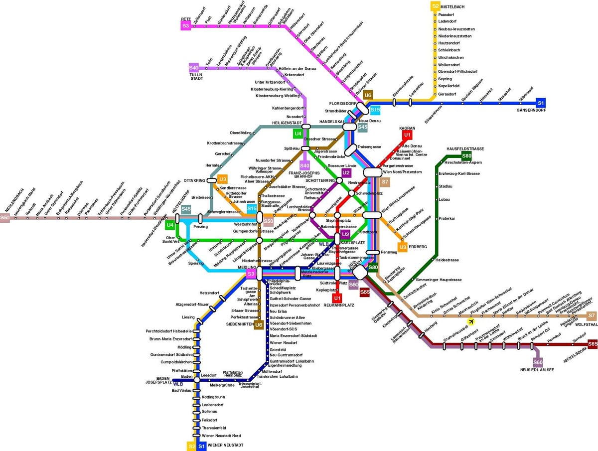 wien, østerrike offentlig transport kart