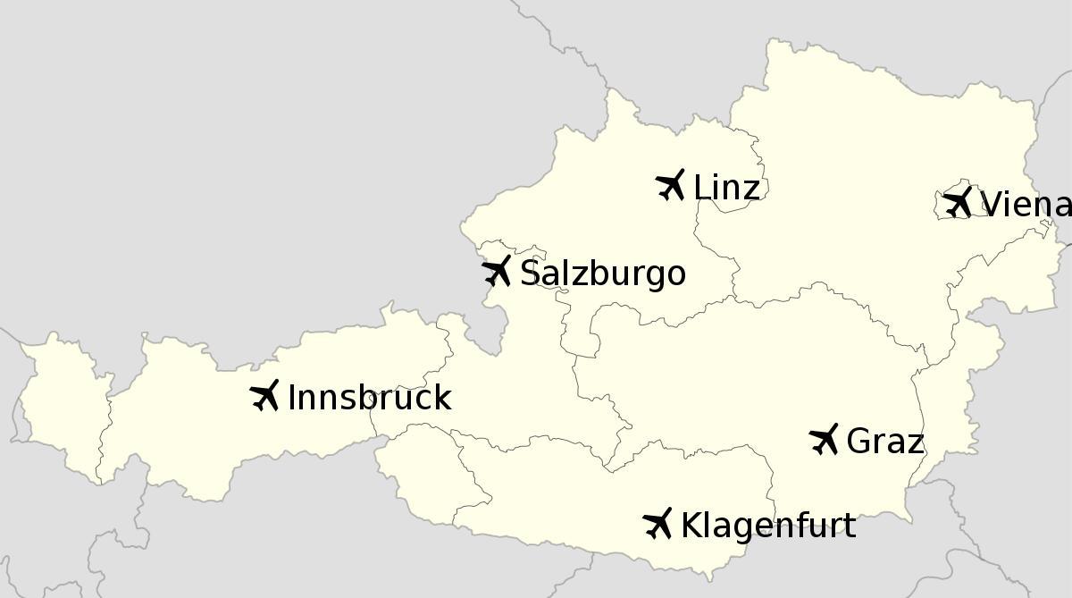 flyplasser i østerrike kart