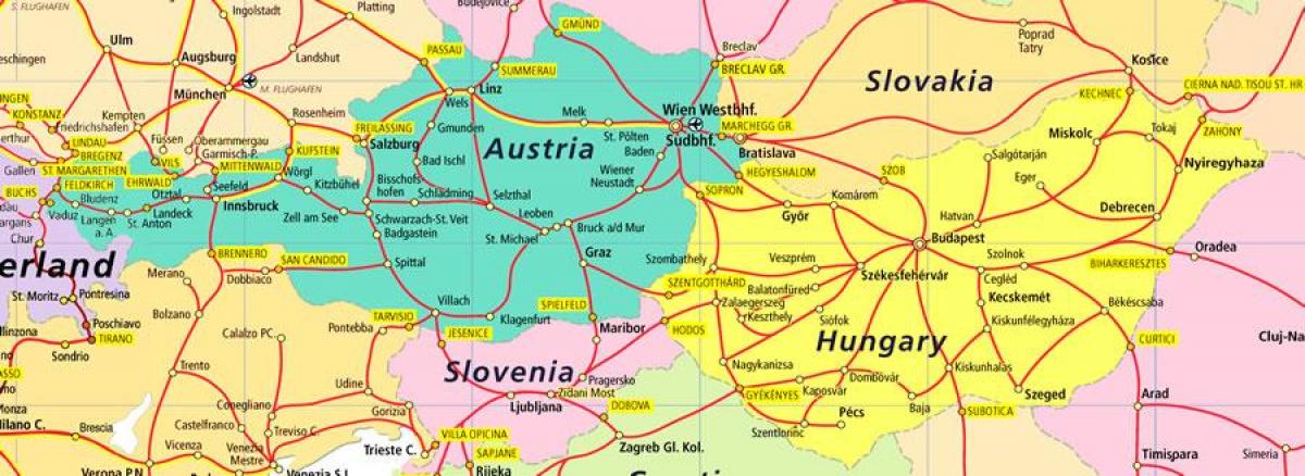 østerrike jernbane kart