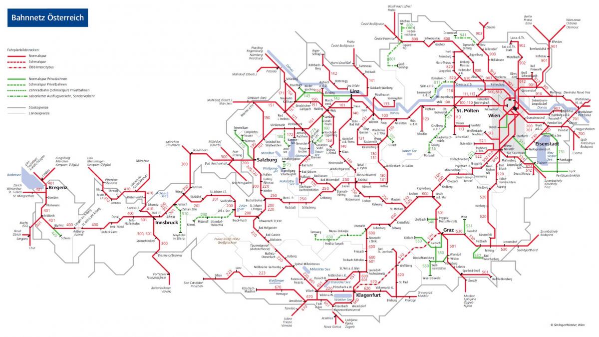 obb østerrikske jernbane kart