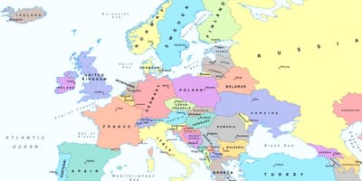 Kart over europa som viser østerrike