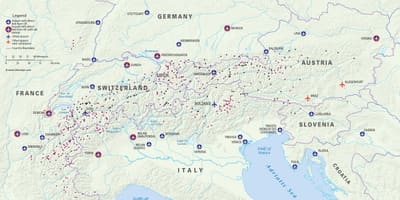Kart over østerrike ski resorts flyplasser
