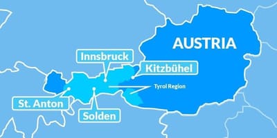 Kart av kartet av tyrol regionen østerrike
