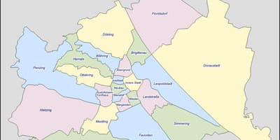 Kart av wien, østerrike-distriktet 