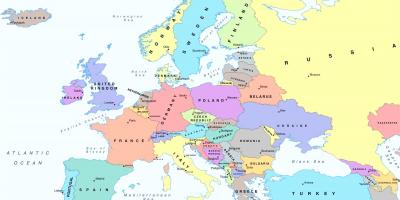 Kart over europa som viser østerrike